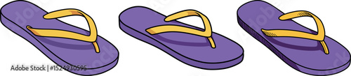 Purple Flip Flops Clipart - Summer Beach Footwear Vector Illustration