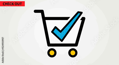Shopping Cart Checkout Icon Confirmed Order Vector Illustration