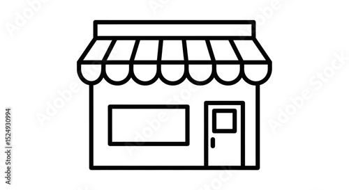 Simple Line Drawing of a Small Shop Building Perfect for Business Logos and Branding