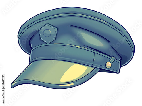 Blue police or security service cap with structured form, isolated. Generative AI