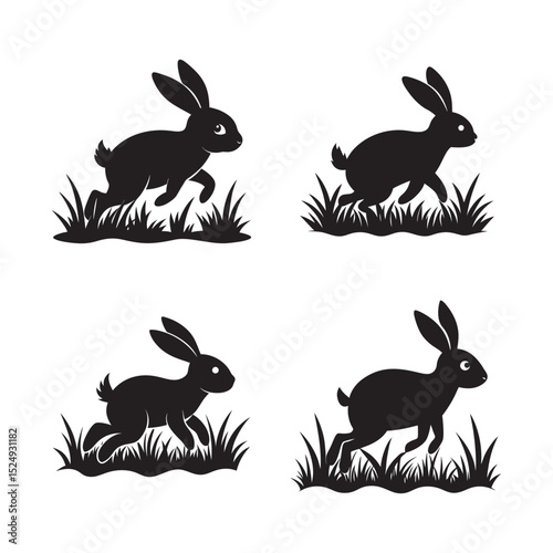 Running Rabbit Through Meadow Grass