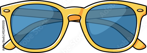 Yellow Sunglasses Vector Illustration - Summer Clipart Design