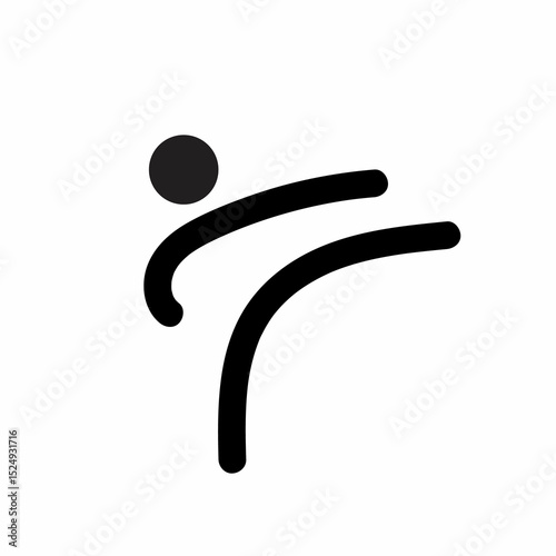 Foto Stick figure kung fu with high kick logo sign template