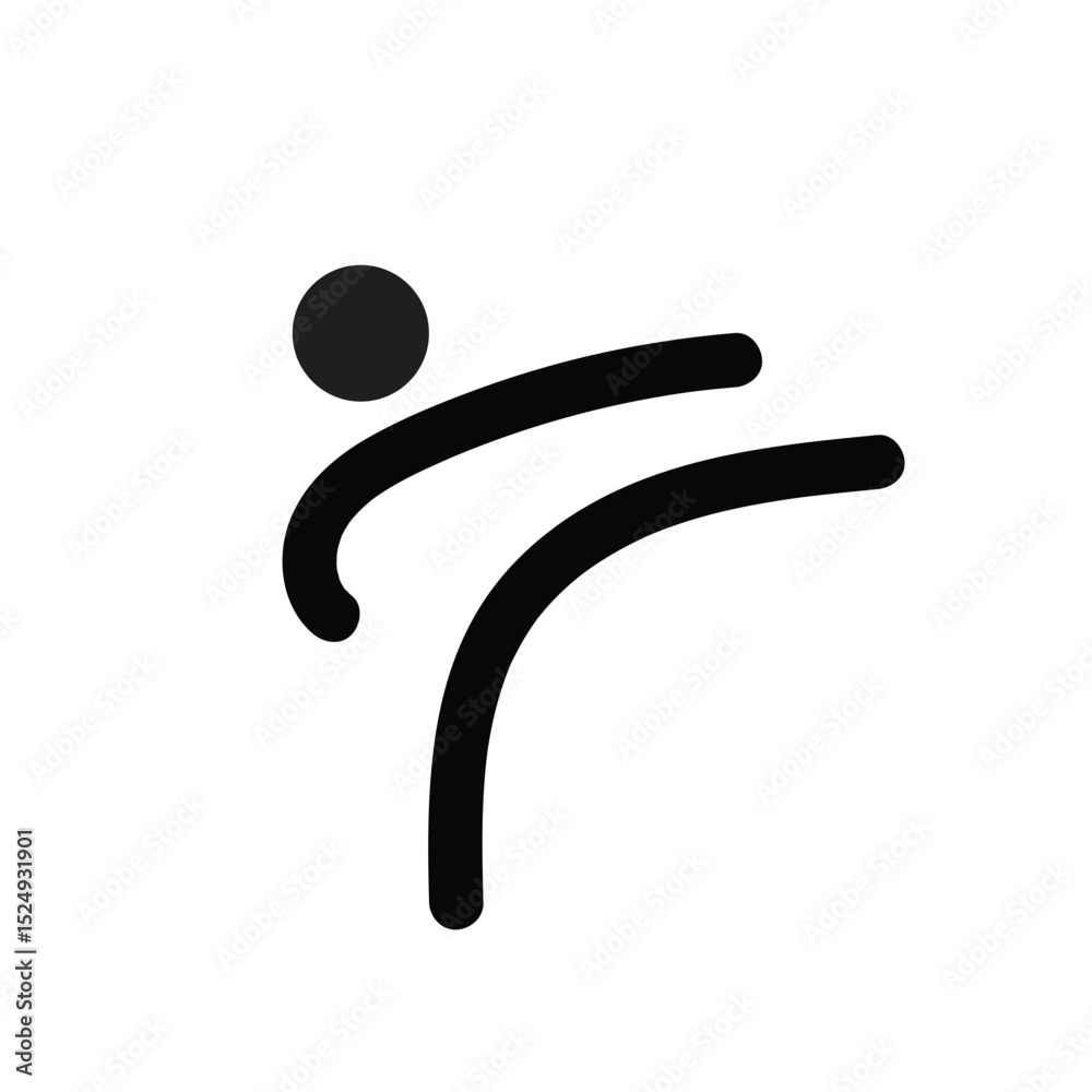 Obraz premium Stick figure kung fu with high kick logo sign template