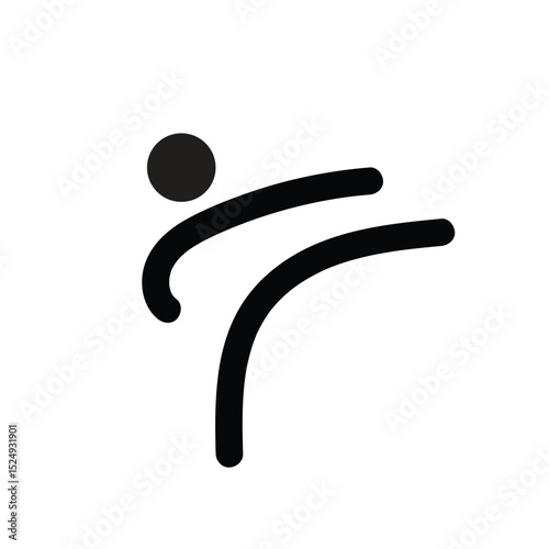Stick figure kung fu with high kick logo sign template