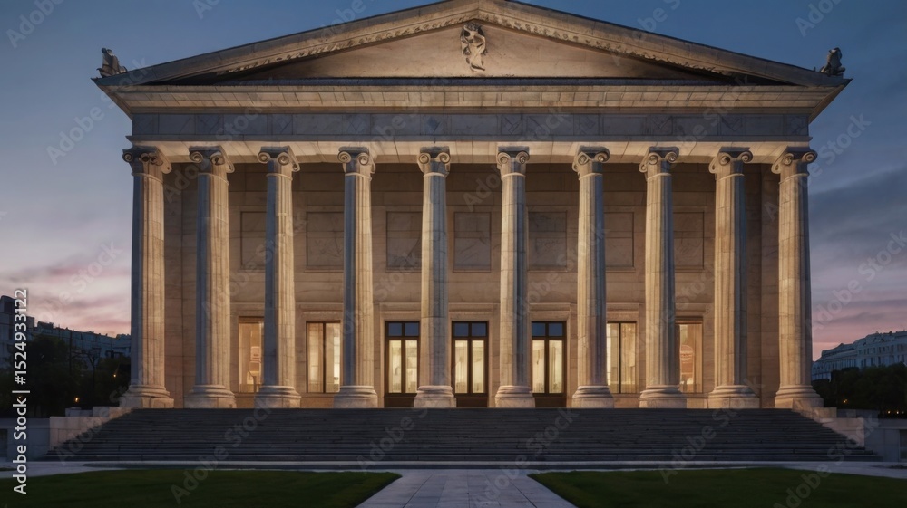 Obraz premium Majestic Neoclassical Building at Dusk Architectural Photography