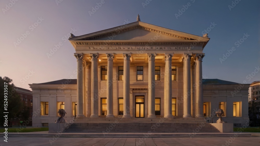 Obraz premium Neoclassical Architecture Majestic Building at Dusk