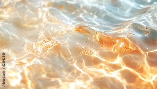 abstract summer banner background transparent beige clear water surface texture with ripples and splashes water waves in sunlight marble background generative ai