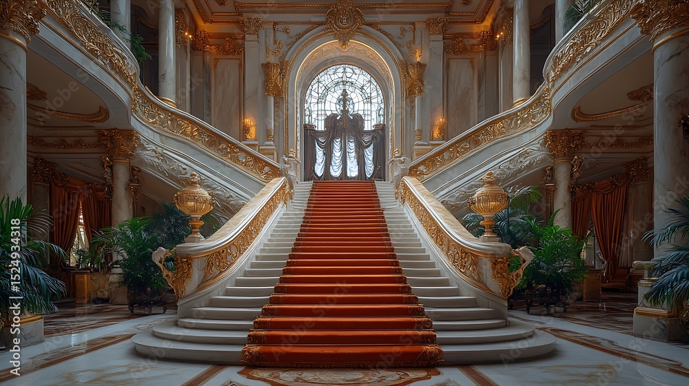 Fototapeta premium Grand staircase in luxury mansion