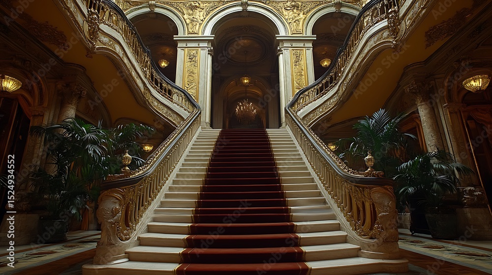 Obraz premium Ornate staircase in historic mansion