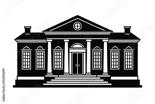 black and white building