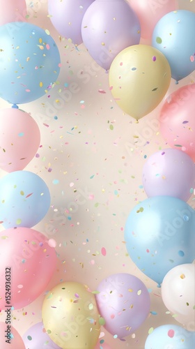 Colorful Balloons and Confetti Create a Festive Atmosphere for a Celebration ...
