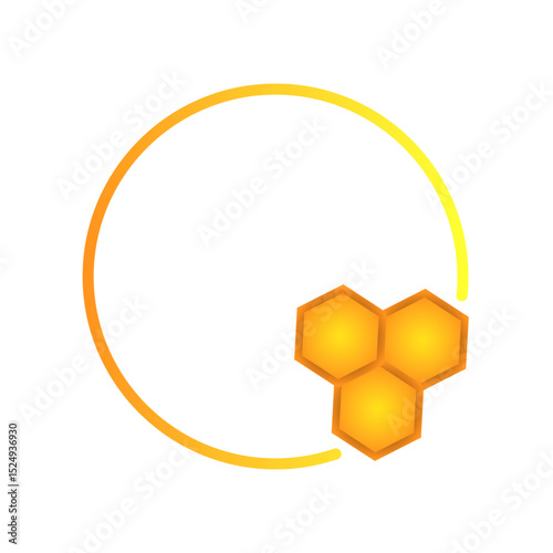 Yellow beekeeper logo on white background. Outline icon of honeycomb. Logo for beekeepers company. Apiary. Bee work. Bees collect honey. Honeycomb