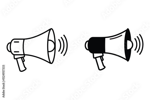 Megaphone Speaker Icons for Sound, Broadcast, and Communication Design Projects