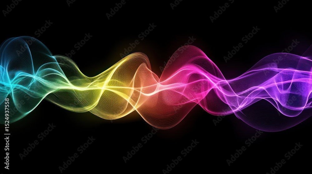 Fototapeta premium Abstract rainbow waves on black background