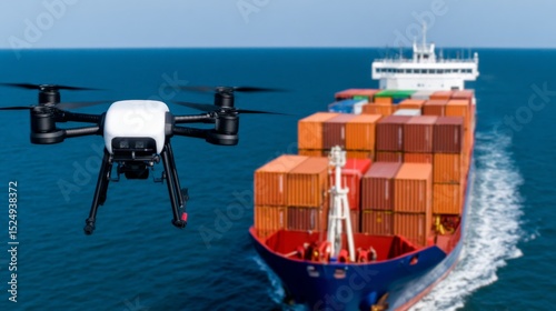 Military armored drones fly out of a cargo boat on open water during a maritime operation