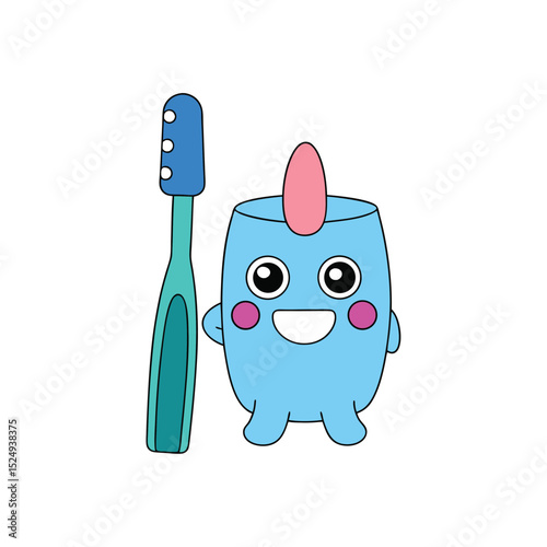 Adorable Toothbrush Buddy Fun Illustration for Kids' Oral Hygiene