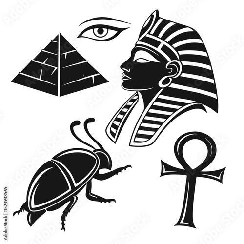 Ancient egyptian symbols pyramid scarab ankh eye of horus
