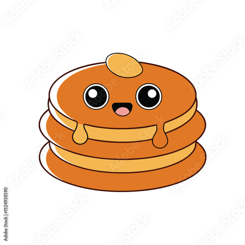 Adorable Cartoon Pancakes Illustration A Sweet Treat for Your Design Projects