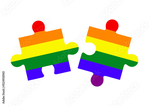 Logo lgbt. Mes del orgullo. Silueta de piezas de puzzle con los colores de la bandera arcoiris