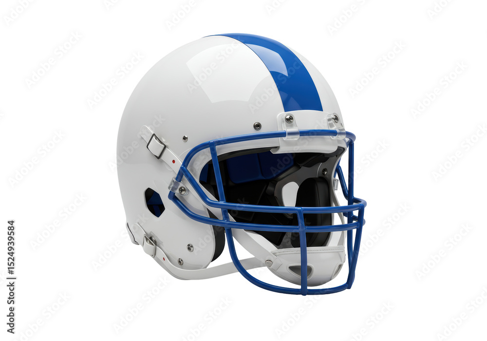 Fototapeta premium Isolated White Football Helmet with Blue Stripe
