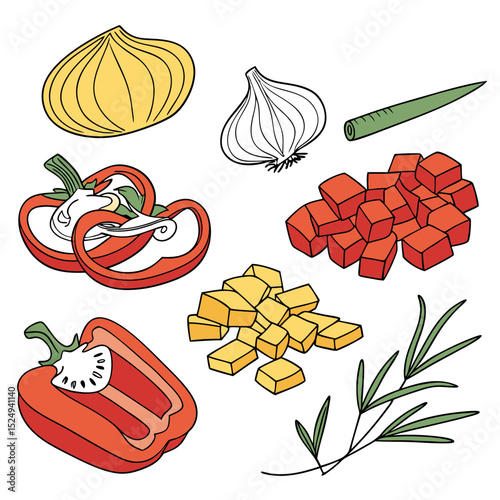 Fresh vegetable ingredients for cooking