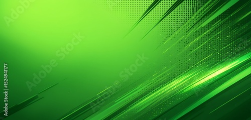 Abstract dynamic green futuristic background with diagonal lines and dots pattern