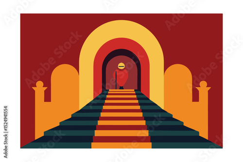 red carpet with columns