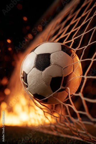 Soccer Ball Hits Net in Dramatic Celebration Moment During Evening Match
