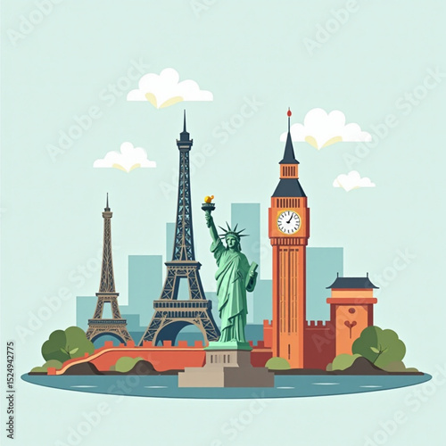 vector illustration of the old town
