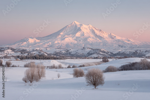 majestic elbrus mountain bathed in warm glow of sunset surrounded by serene landscapes