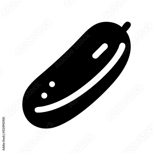 Black Silhouette of a Cucumber for Food Blogs, Healthy Eating Websites, Nutrition Articles, Culinary Content, and Recipe Ideas  