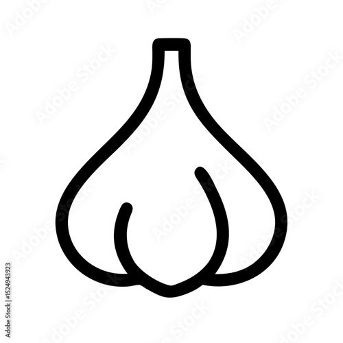 Outline Illustration of Garlic Bulb for Culinary Websites, Food Blogs, Recipe Cards, Nutrition Content, and Kitchen Decor  