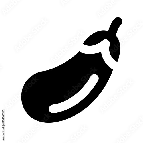 Black Eggplant Icon on White Background for Food Blogs, Culinary Websites, Restaurant Menus, and Nutrition Articles  
