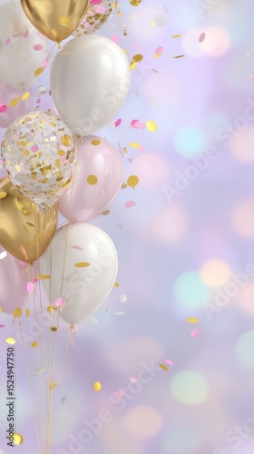 Celebration With Colorful Balloons and Confetti for Festive Occasions in a Jo...