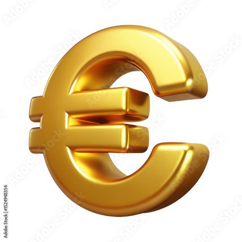 Golden euro symbol 3d render isolated on white background