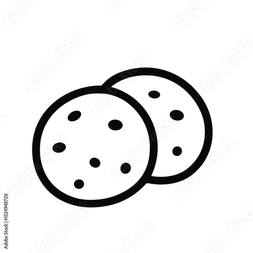 Simple Outline Delicious Cookie Treat Bakery Line Art Illustration