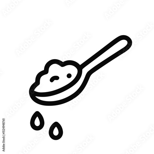 Outline Handdrawn Spoon Sugar Ingredient Food Additive Culinary Element Icon