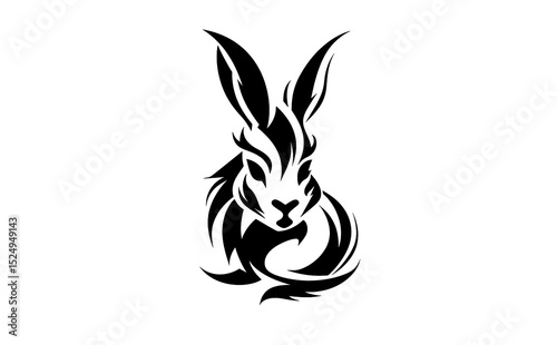 Awesome simple modern black rabbit logo.