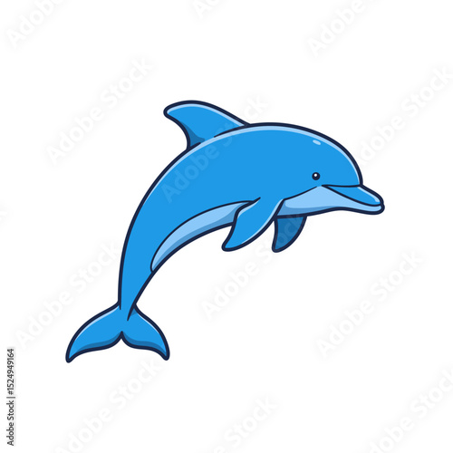 Cute dolphins in various poses cartoon illustration