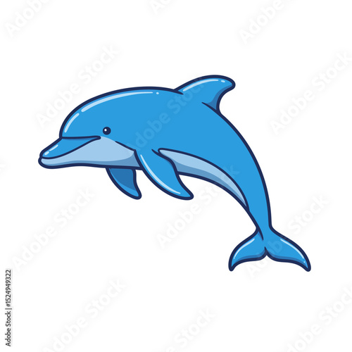 Cute dolphins in various poses cartoon illustration