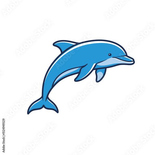Cute dolphins in various poses cartoon illustration
