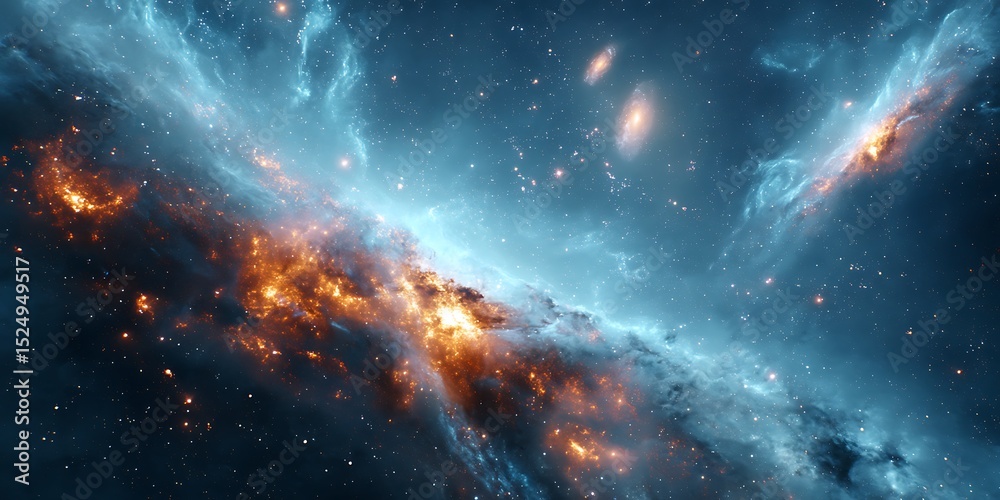 Fototapeta premium Cosmic Wonders: Glowing Galaxies in the Universe