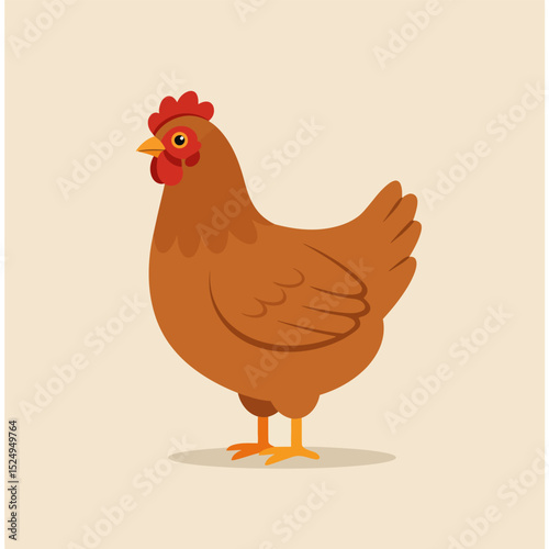Vector Illustration of cute cartoon hen isolated on white background