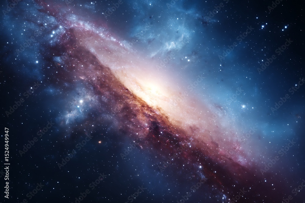 Fototapeta premium Spiral Galaxy in Deep Space with Bright Core