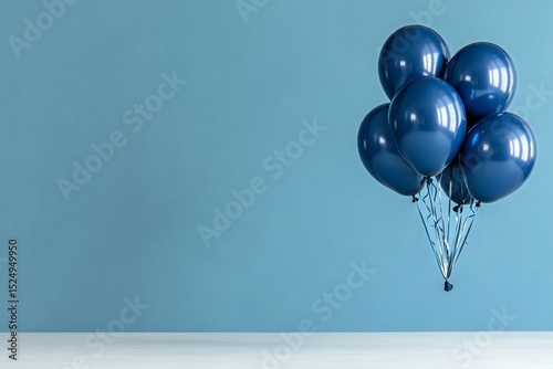 Colorful Blue Balloons on a Blue Backdrop for Festive Celebrations.