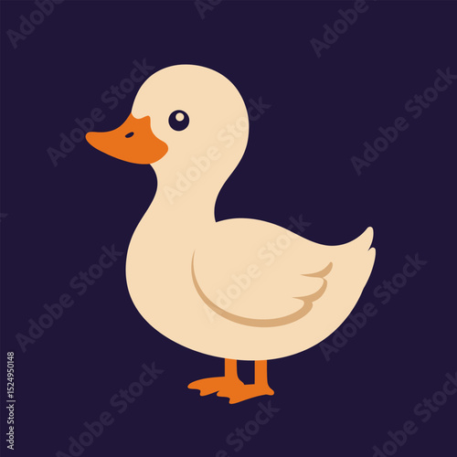 Cute baby duck waving cartoon illustration isolated on white background