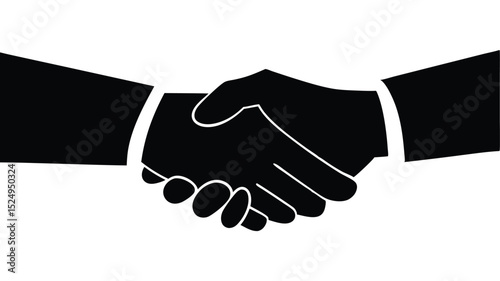 Handshake vector illustration of two businessmen making a deal, symbolizing partnership and agreement silhouette icon on white background