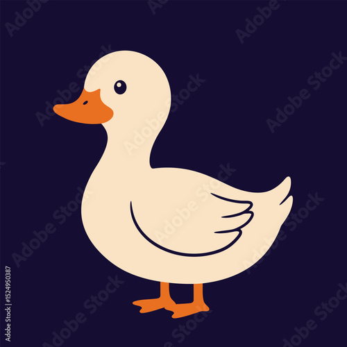 Cute baby duck waving cartoon illustration isolated on white background