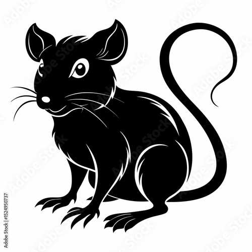 Black mouse silhouette vector illustration rodent pest control clip art animal graphic design  art on withe background